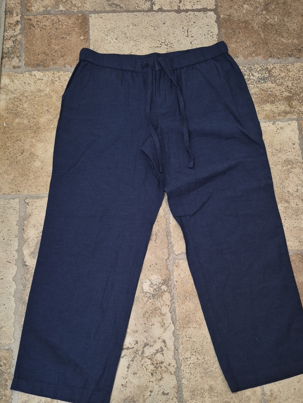 Liz Clairborne Womens Navy Drawstring Linen Pants